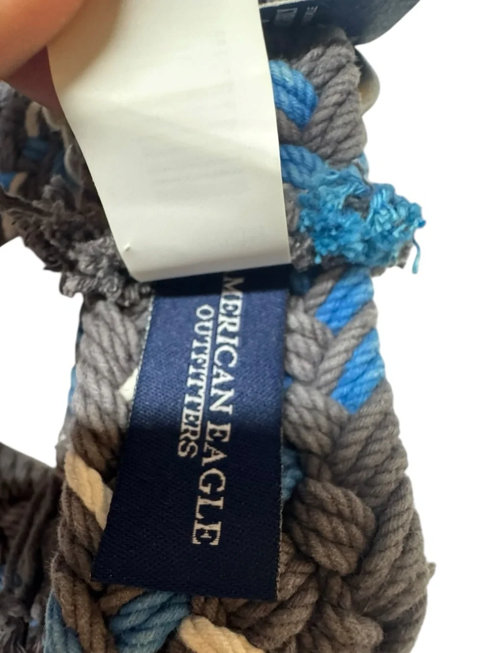 American Eagle Mens Woven Braided Belt Medium Blue New
